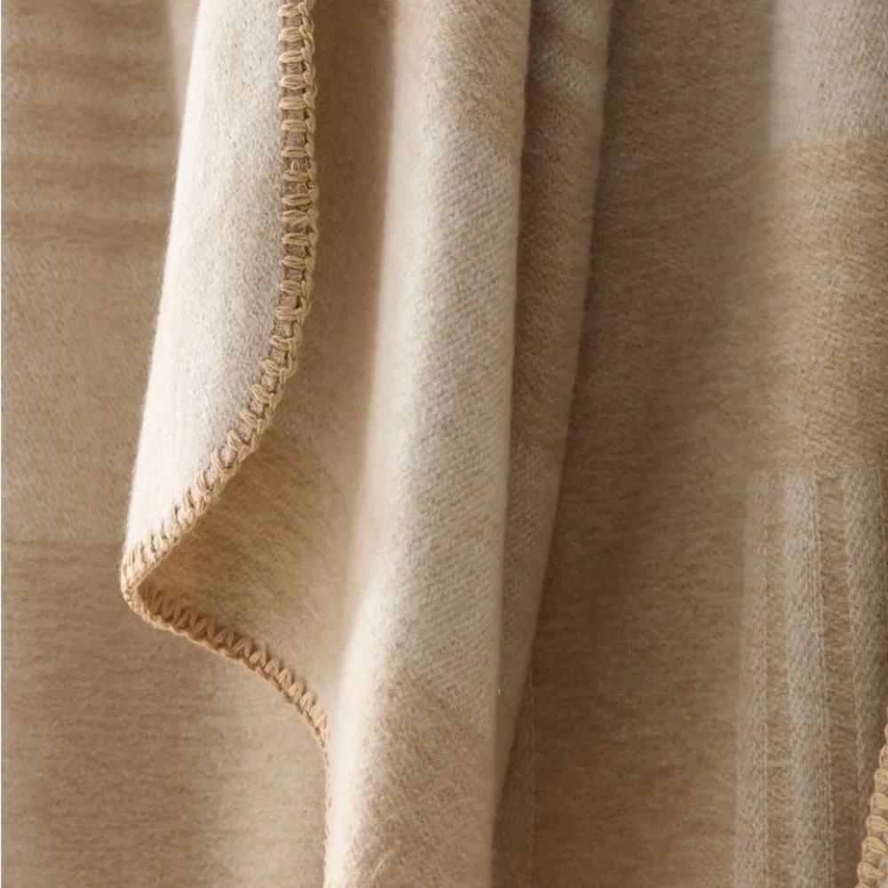 West Elm Brushed Woven Modern Throw 50X60 Almond
